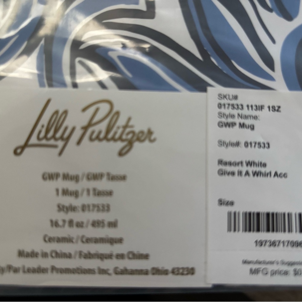 NWT - New Lilly Pulitzer Blue and White Mug - Picture 4 of 4